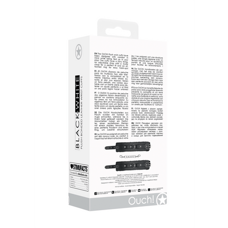 Handfesseln Ouch Black and White mit Plüschfutter 30 cm Schwarz – Ansicht 3