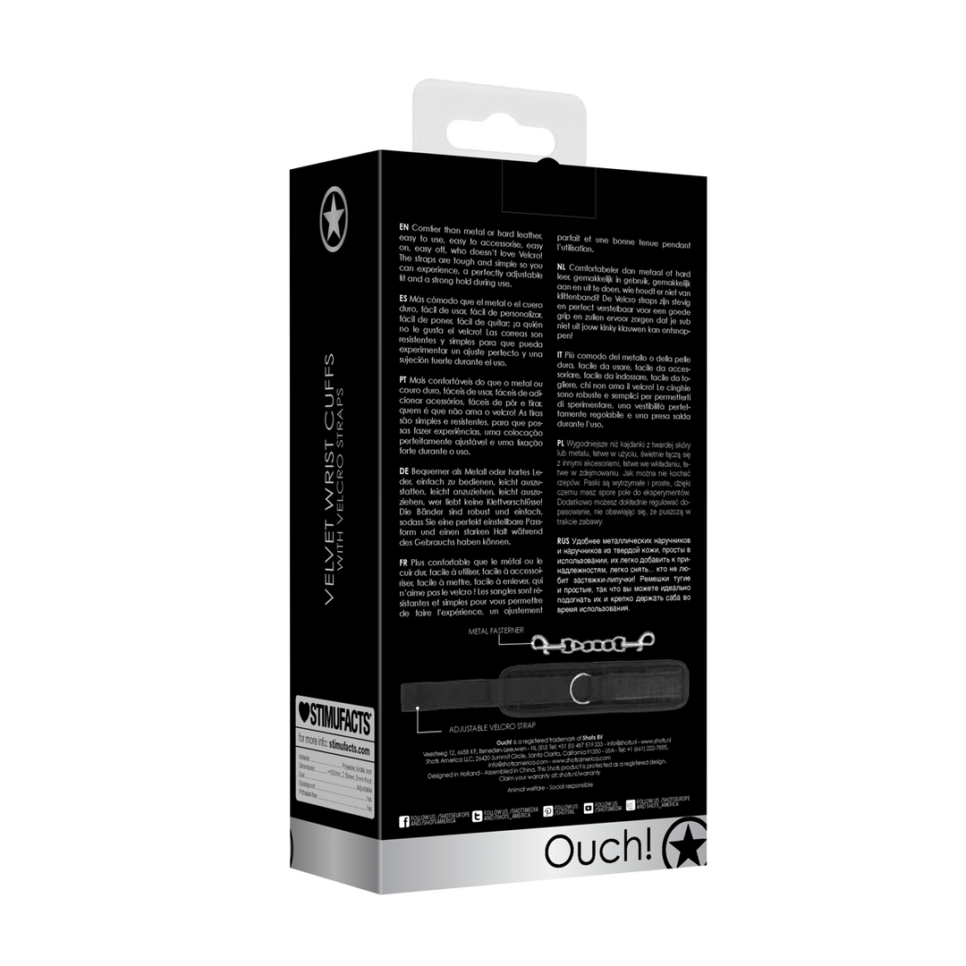 Handfesseln Ouch aus Samt mit Klettverschluss 33 cm Schwarz – Ansicht 3