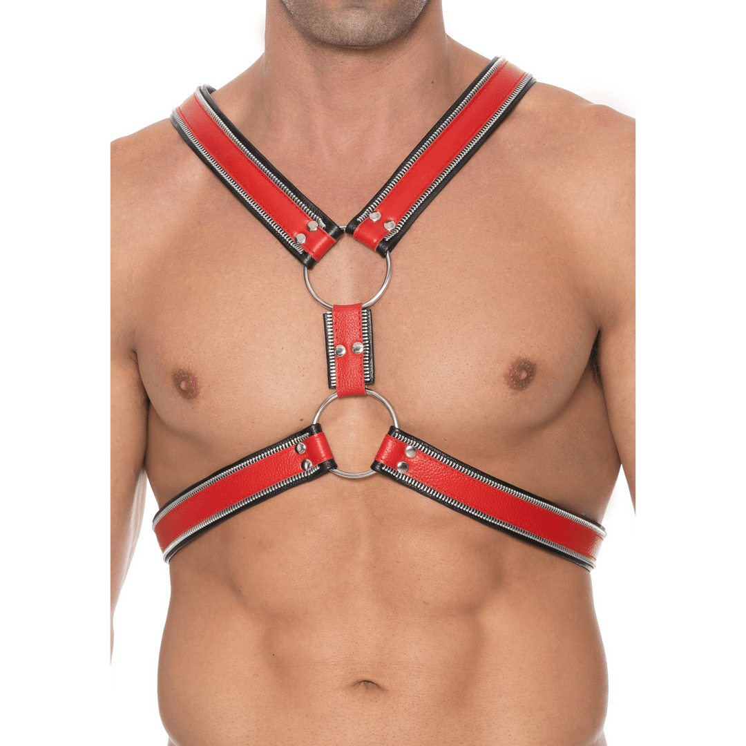 Harness Ouch aus echtem Leder im Streifen-Design in drei Ausführungen – Ansicht 5