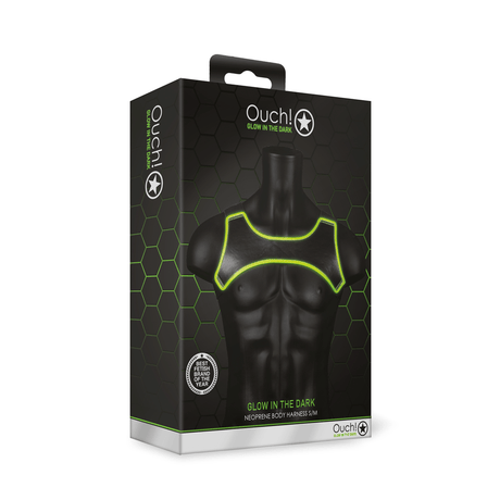 Harness Ouch aus Neopren für die Brust nachtleuchtend S/M Grün – Ansicht 2