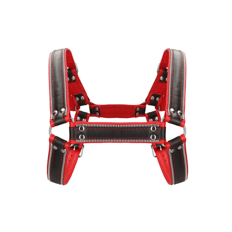 Harness Ouch Bulldog aus echtem Leder mit Edelstahl L/XL Rot – Ansicht 2