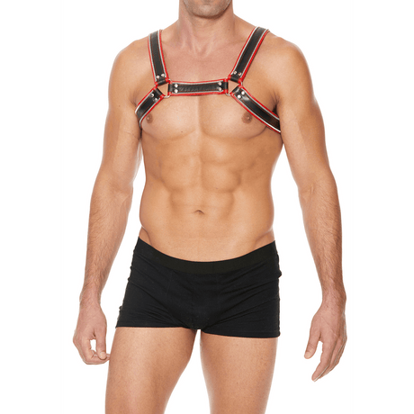 Harness Ouch Bulldog aus echtem Leder mit Edelstahl L/XL Rot – Ansicht 4