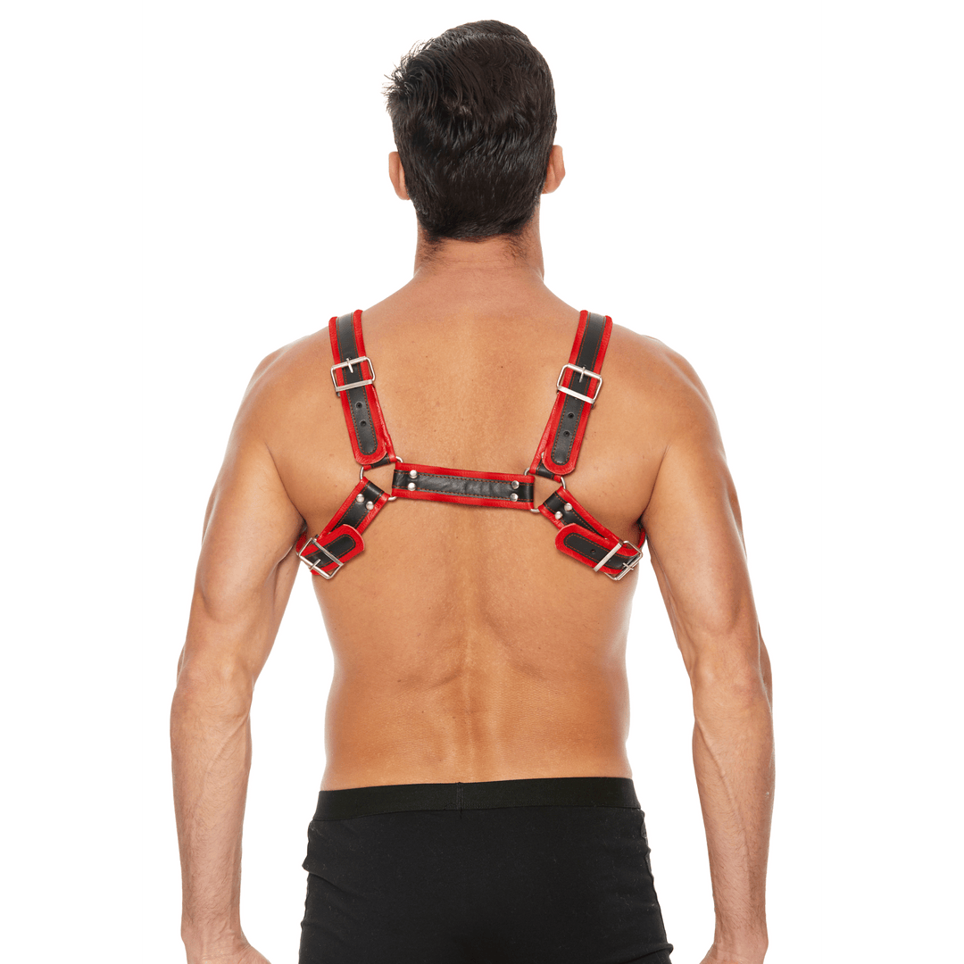 Harness Ouch Bulldog aus verbundenem Leder mit Schnallen L/XL Rot – Ansicht 5