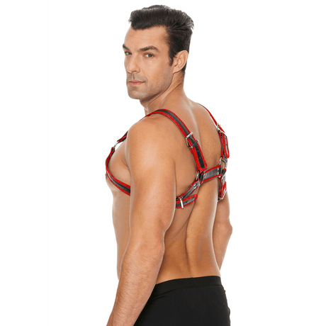 Harness Ouch Bulldog aus verbundenem Leder mit Schnallen L/XL Rot – Ansicht 6