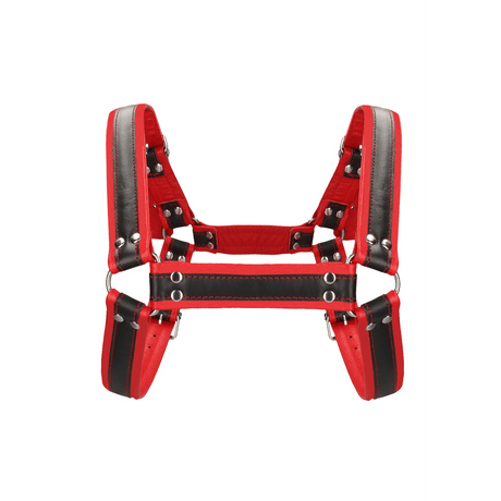 Harness Ouch Bulldog aus verbundenem Leder mit Schnallen L/XL Rot – Ansicht 4