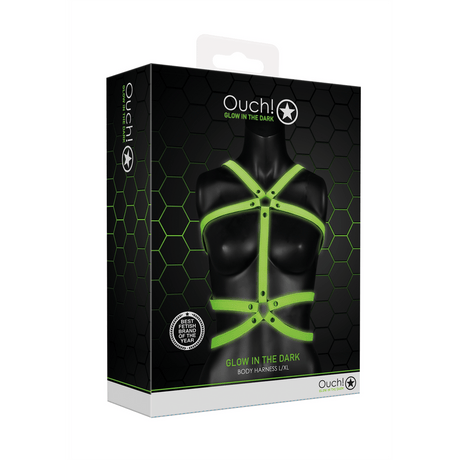 Harness Ouch für den Oberkörper nachtleuchtend in zwei Größen Grün – Ansicht 2