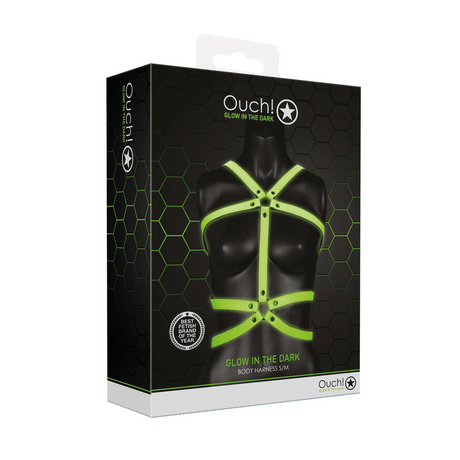 Harness Ouch für den Oberkörper nachtleuchtend in zwei Größen Grün – Ansicht 6