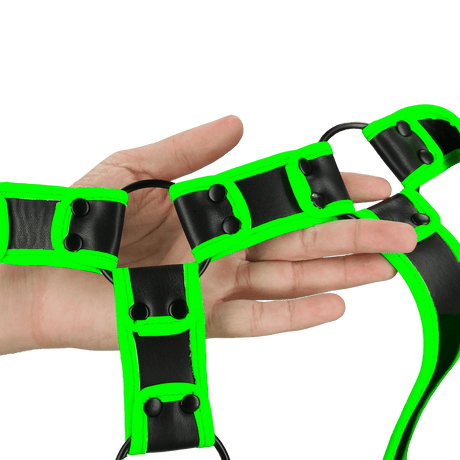 Harness Ouch mit Brustband nachtleuchtend in zwei Größen Grün – Ansicht 14