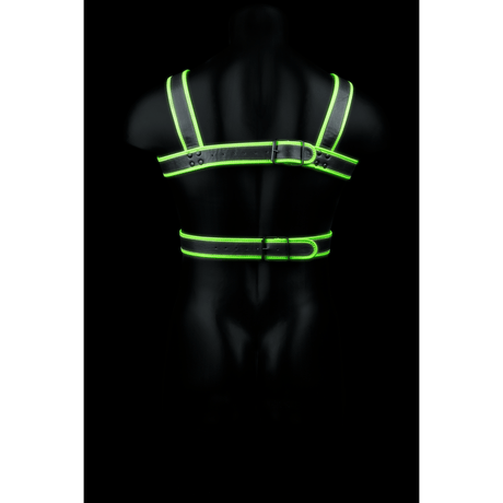 Harness Ouch mit Brustband nachtleuchtend in zwei Größen Grün – Ansicht 4
