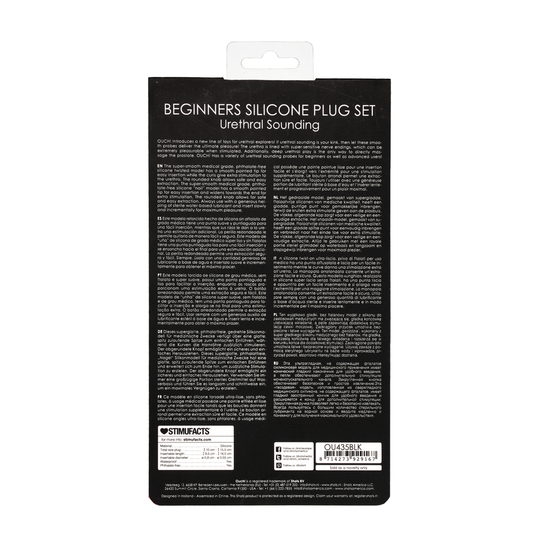 Harnröhrensonden-Set Ouch aus Silikon für Anfänger Schwarz 10 und 15,5 cm – Ansicht 3