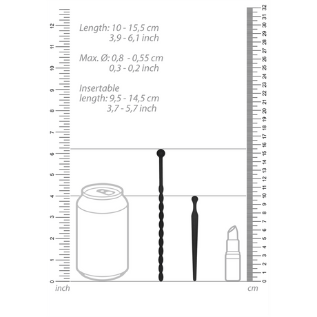 Harnröhrensonden-Set Ouch aus Silikon für Anfänger Schwarz 12,7 cm – Ansicht 7