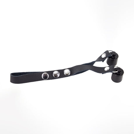 Hodenstrecker Red Leather aus Echtleder mit zwei Gewichten à 50 g Schwarz – Ansicht 5