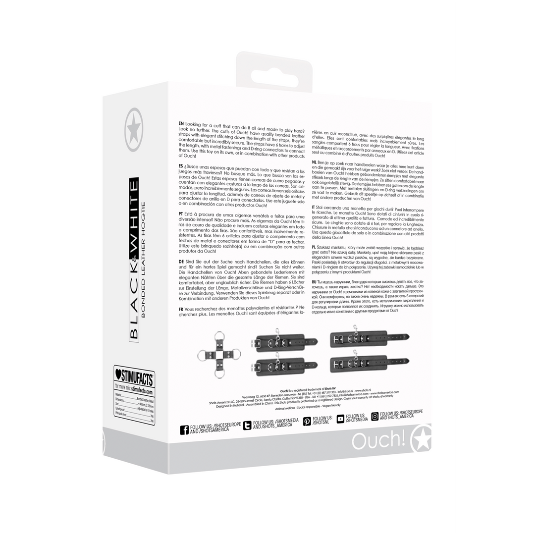 Hogtie-Set Ouch Black and White mit vier Manschetten Schwarz 40 cm – Ansicht 3