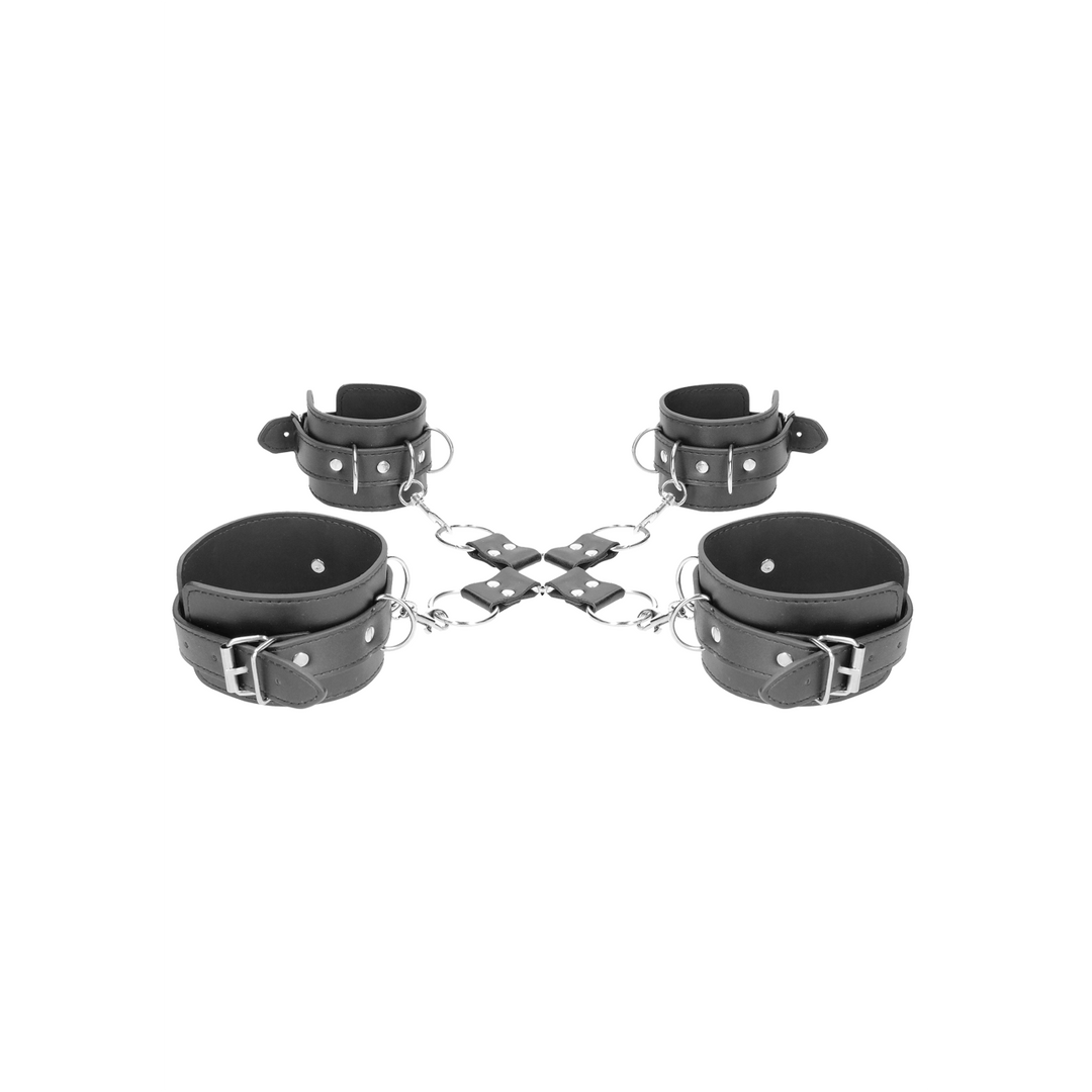 Hogtie-Set Ouch Black and White mit vier Manschetten Schwarz 40 cm – Ansicht 5