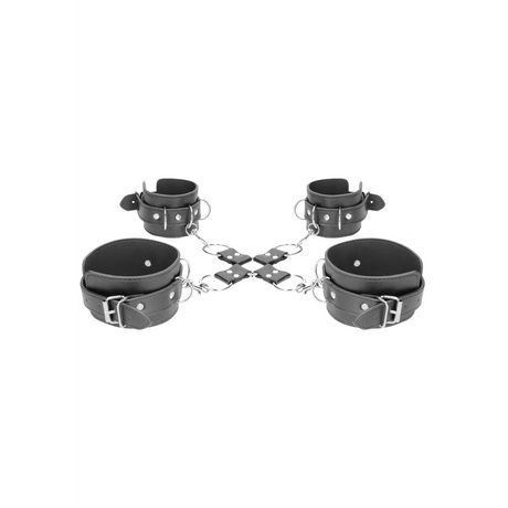 Hogtie-Set Ouch Black and White mit vier Manschetten Schwarz 40 cm – Ansicht 5