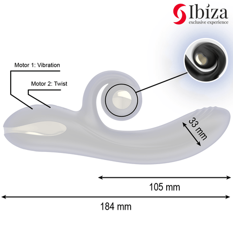 Ibiza - Twister Vibrator mit Kurvenstimulator und Vibro-Rotation