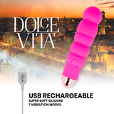 Dolce Vita - Aufladbarer Vibrator Sechs Rosa 7 Geschwindigkeiten