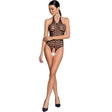 Passion - Woman Bs087 Schwarzer Bodystocking, Eine Grösse