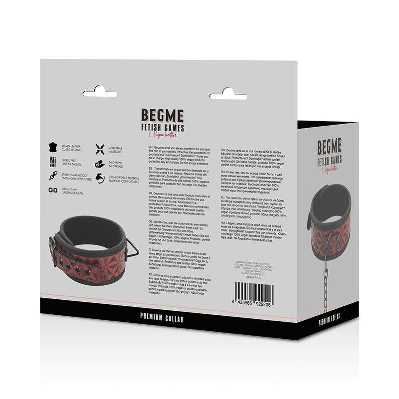 Begme - Red Edition Premium Veganes Lederhalsband mit Neoprenfutter