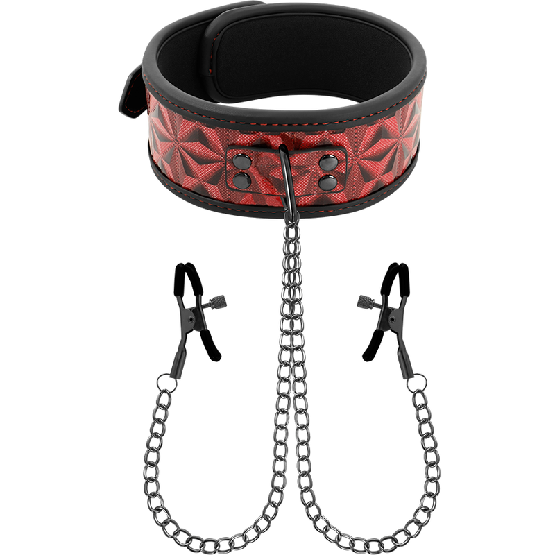 Begme - Red Edition Halsband mit Nippelklemmen mit Neoprenfutter