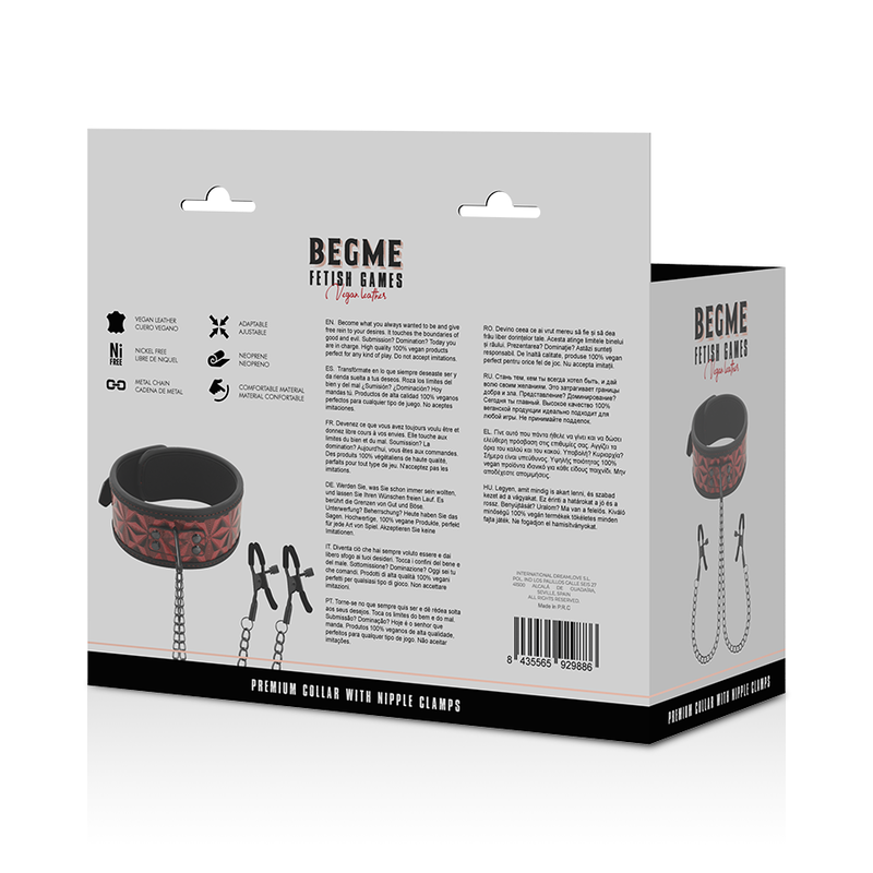 Begme - Red Edition Halsband mit Nippelklemmen mit Neoprenfutter
