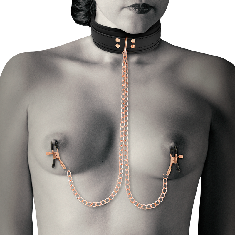 Coquette Chic Desire - Fantasy-Nippelklemmen-Halskette mit Neoprenfutter