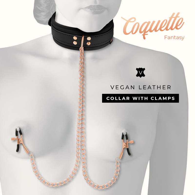 Coquette Chic Desire - Fantasy-Nippelklemmen-Halskette mit Neoprenfutter