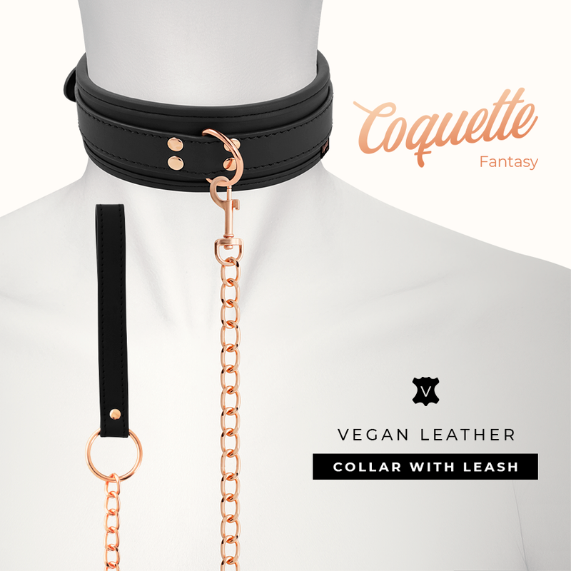 Coquette Chic Desire - Fantasy-Halskette aus Veganem Leder mit Riemen und Neoprenfutter