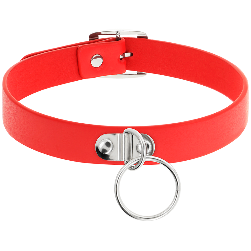 Coquette Chic Desire - Rote Halskette aus Veganem Leder Fetisch-Accessoire für Frauen
