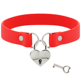 Coquette Chic Desire - Rote Halskette aus Veganem Leder mit Herz-Accessoire mit Schlüssel