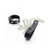 Ohmama Fetish - Penis-Halskette und Lederarmband mit Metallkette
