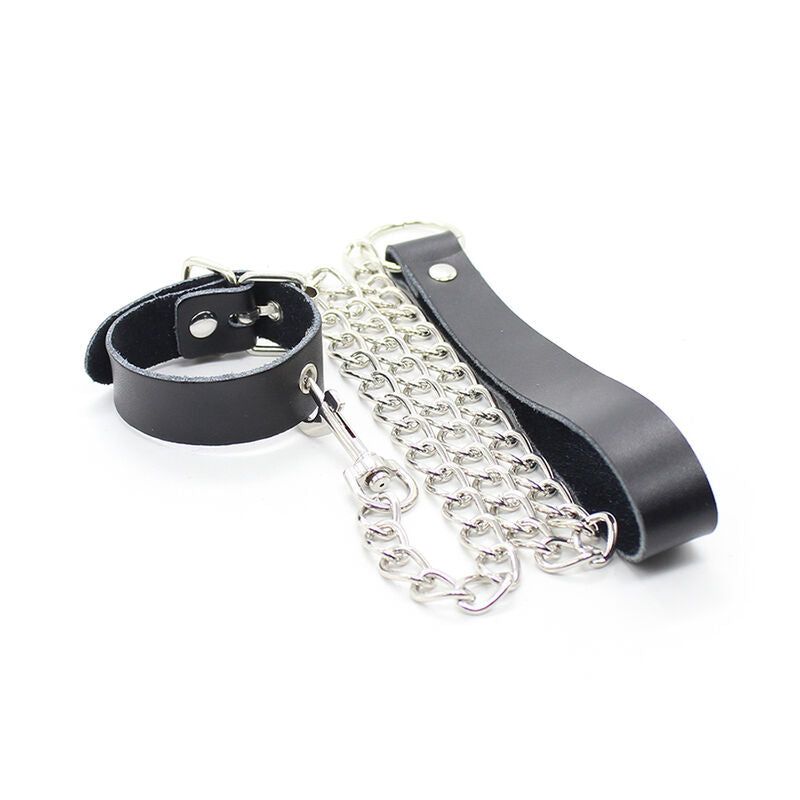 Ohmama Fetish - Penis-Halskette und Lederarmband mit Metallkette