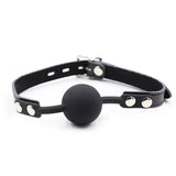 Ohmama Fetish - Silikon-Ballgag mit Ledergürtel (Vorhängeschloss Inklusive)