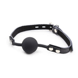 Ohmama Fetish - Silikon-Ballgag mit Ledergürtel (Vorhängeschloss Inklusive)