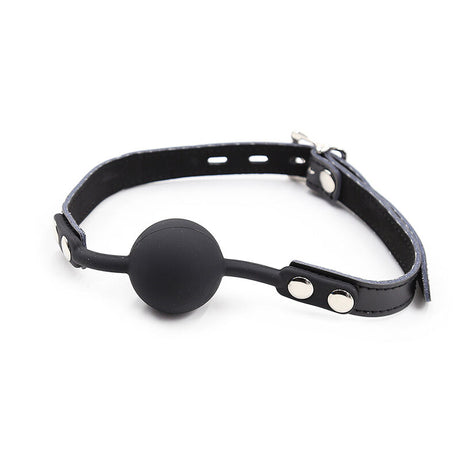 Ohmama Fetish - Silikon-Ballgag mit Ledergürtel (Vorhängeschloss Inklusive)