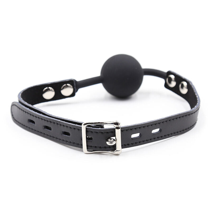 Ohmama Fetish - Silikon-Ballgag mit Ledergürtel (Vorhängeschloss Inklusive)