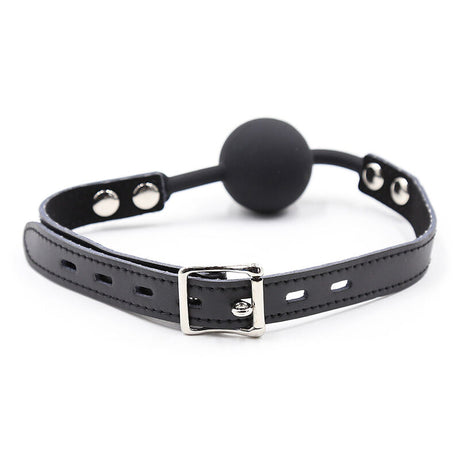 Ohmama Fetish - Silikon-Ballgag mit Ledergürtel (Vorhängeschloss Inklusive)