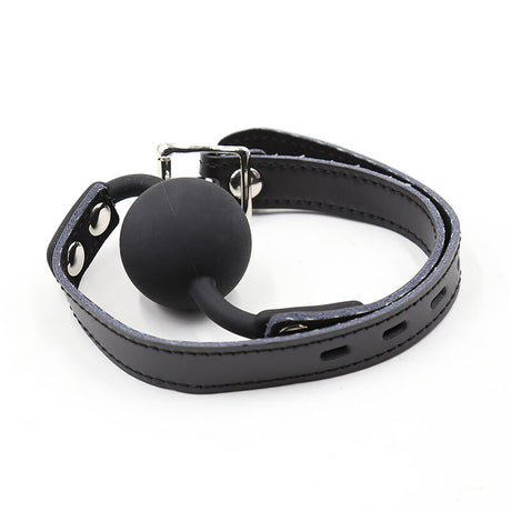 Ohmama Fetish - Silikon-Ballgag mit Ledergürtel (Vorhängeschloss Inklusive)