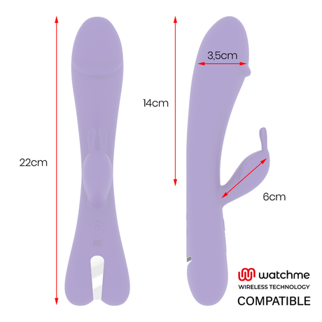 Rabbit-Vibrator Aitor Rabbit + Watchme-Fernbedienung Lila 13,5 x 5 cm.6