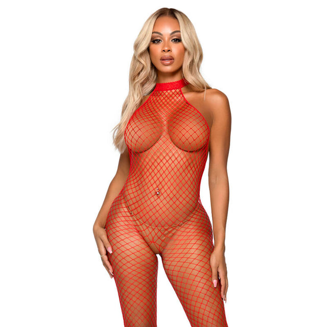 Leg Avenue - le Frivole Bodystocking - Racer-Hals, Eine Grösse Rot