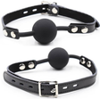 Ohmama Fetish - Silikon-Ballgag mit Ledergürtel (Vorhängeschloss Inklusive)