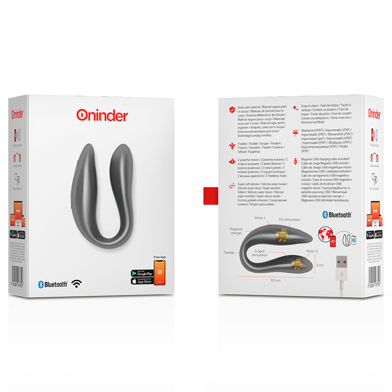 Oninder - Lisboa g-Spot- und Klitoralstimulator Schwarz - Kostenlose App