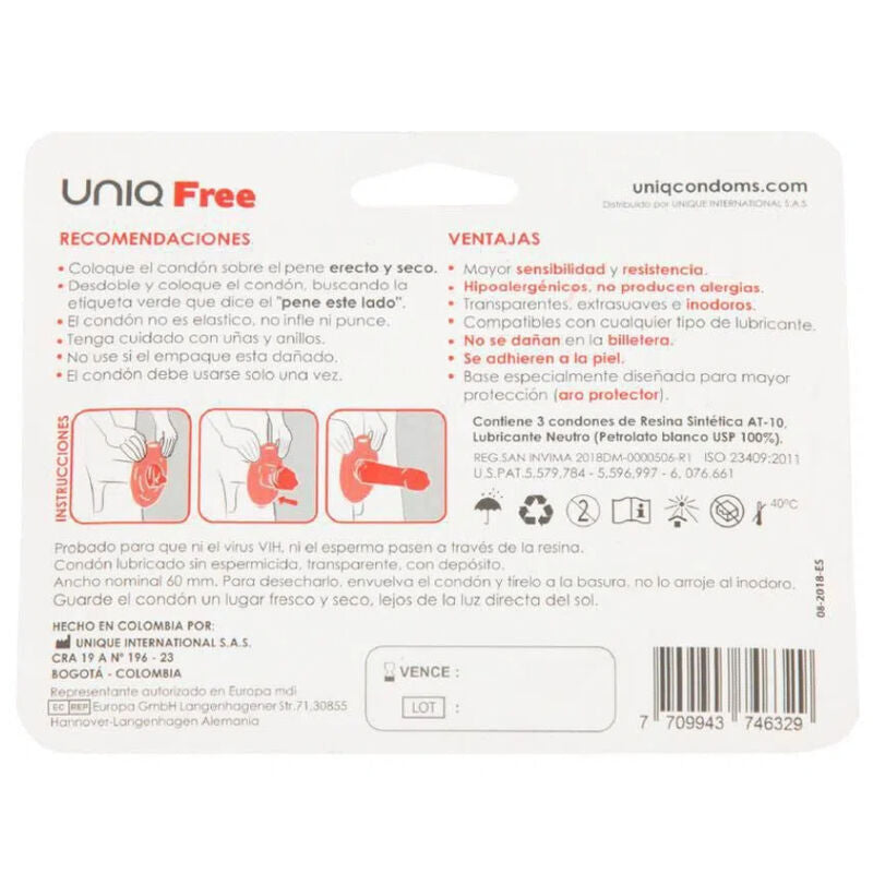 Uniq - Free Latexfreie Kondome mit Schutzring 3 Einheiten