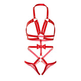 Leg Avenue - Kink - O-Ring-Gurt mit Nieten, Teddy, Grösse L - Rot