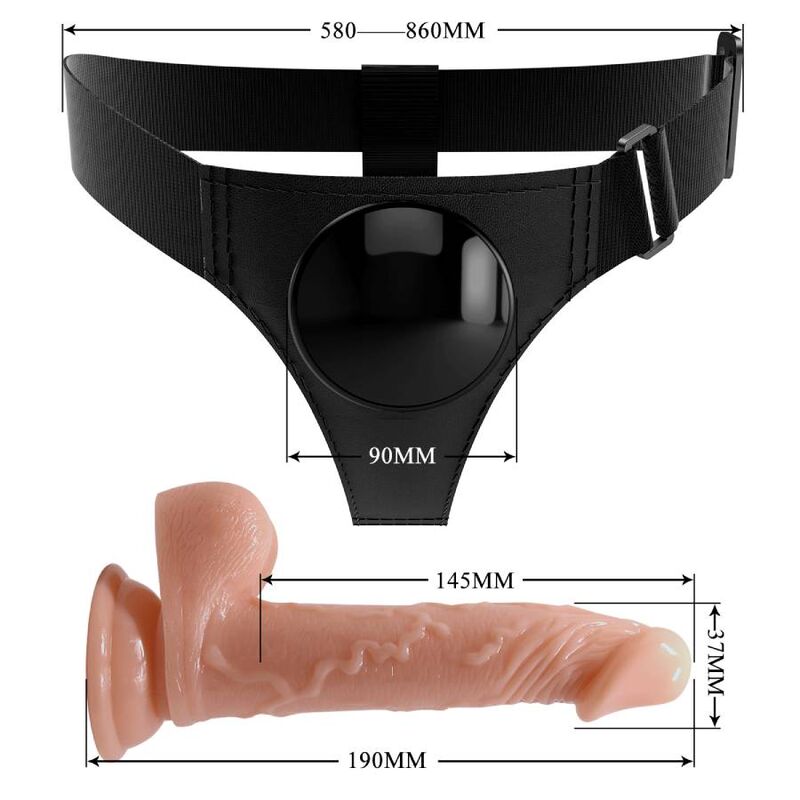 Pretty Love - Harness-Hose Universal-Harness mit Dildo Kevin 19 cm Natural