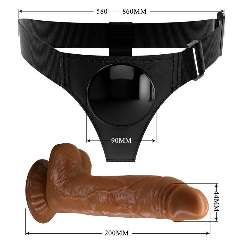 Pretty Love - Harness-Hose Universal-Harness mit Dildo Micheal 20 cm Schwarz