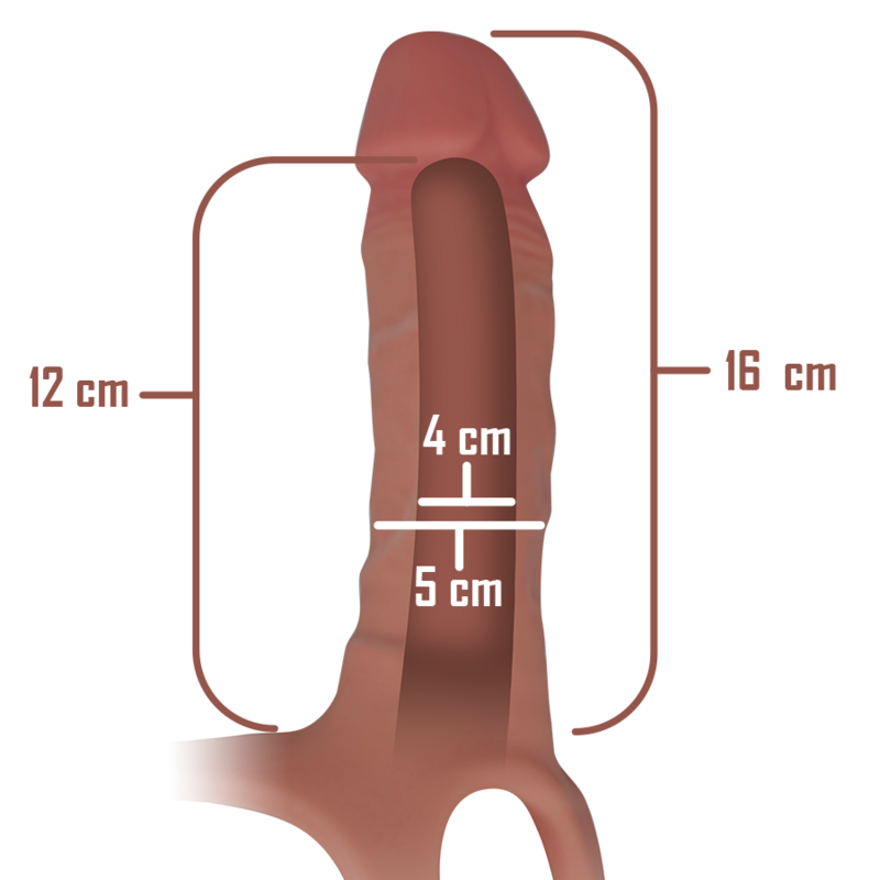 Intense - Hohlgeschirr mit Silikon-Dildo 16 x 3,5 cm