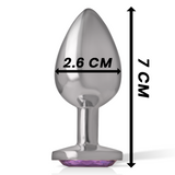 Intense - Analplug aus Aluminiummetall mit Violettem Kristall, Grösse S