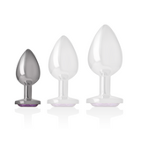 Intense - Analplug aus Aluminiummetall mit Violettem Kristall, Grösse S
