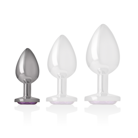 Intense - Analplug aus Aluminiummetall mit Violettem Kristall, Grösse S